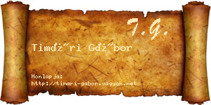 Timári Gábor névjegykártya